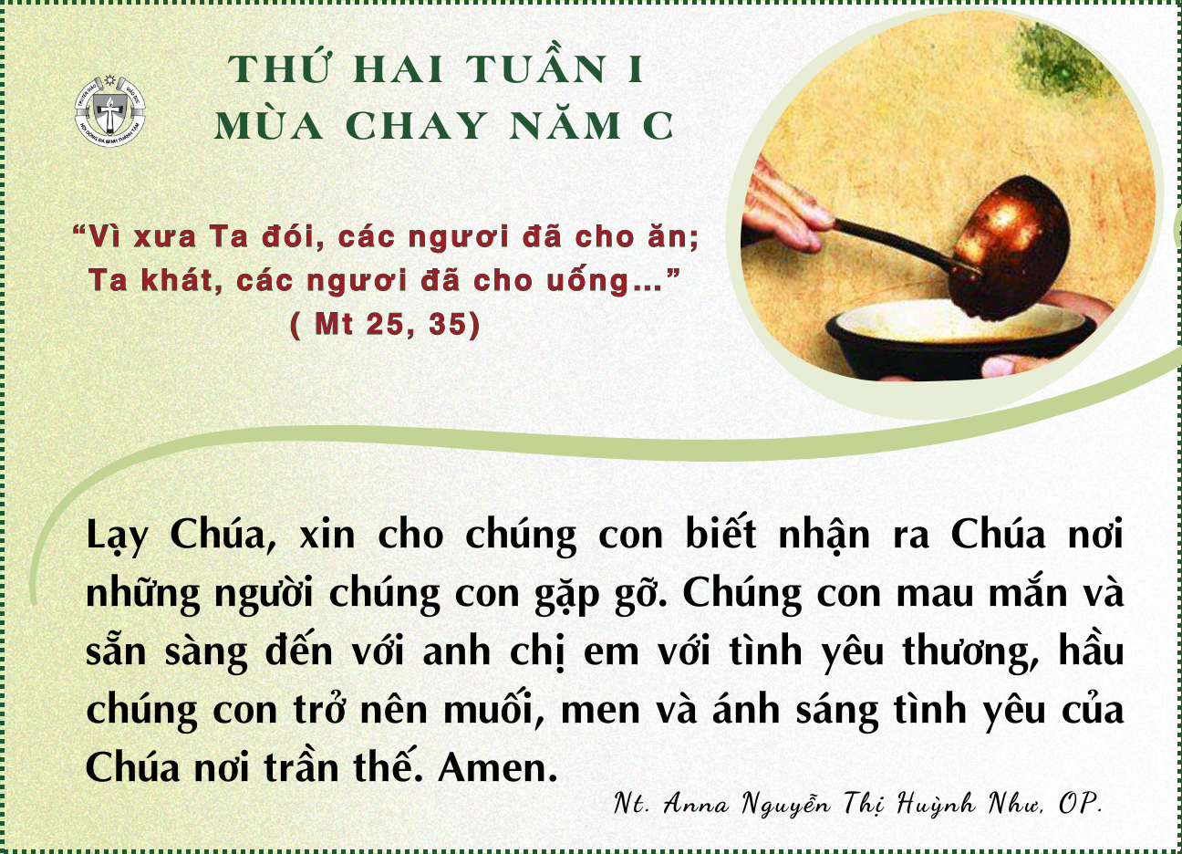 Thứ Hai tuần I Mùa Chay