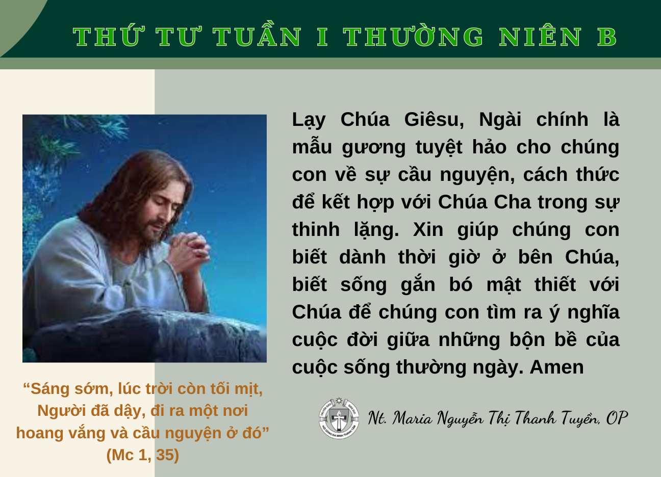 Thứ Tư tuần I Thường Niên B