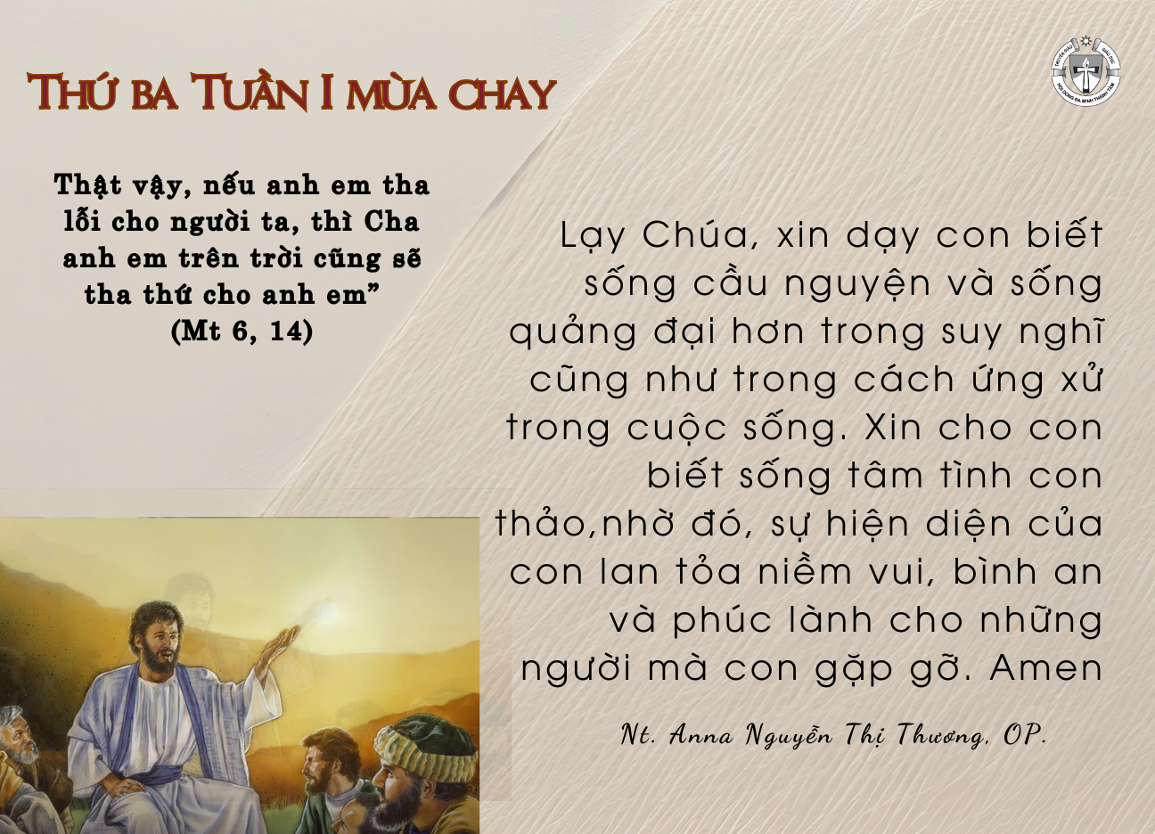 Thứ Ba tuần I Mùa Chay