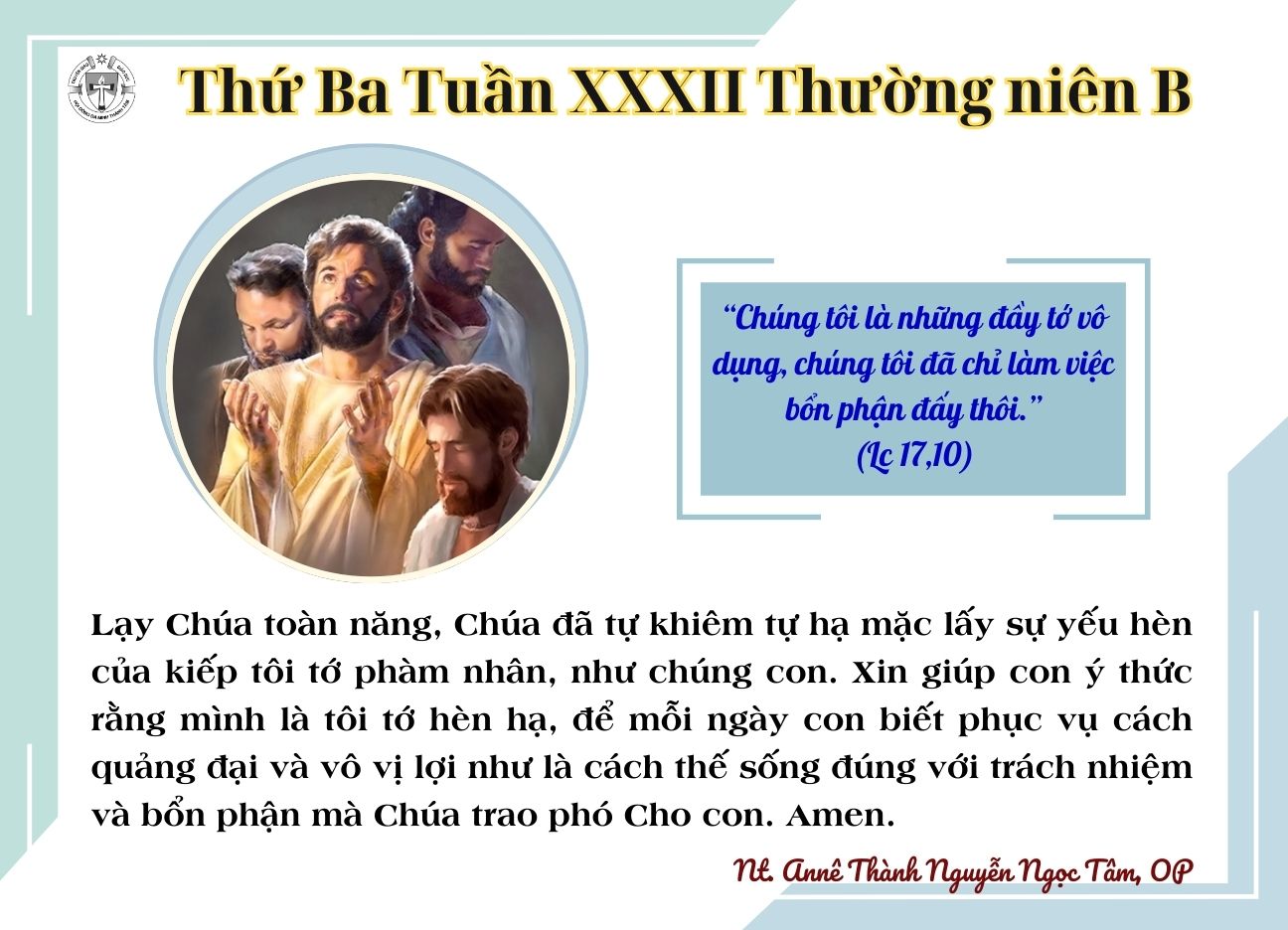 Thứ Ba Tuần XXXII Thường Niên Năm B