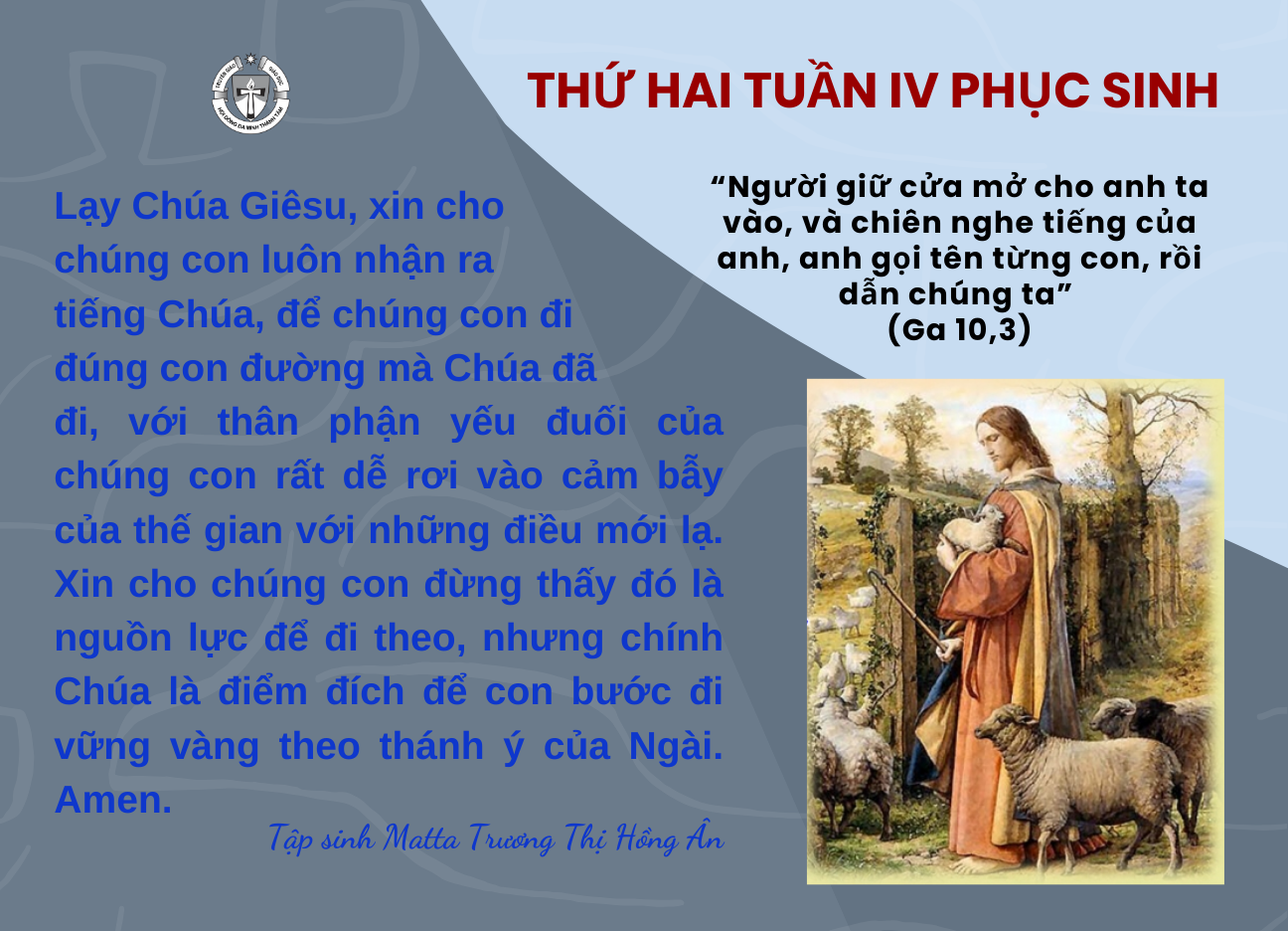 Thứ Hai tuần IV Phục Sinh