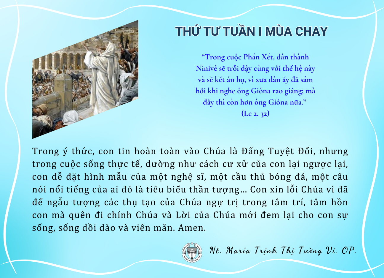 Thứ Tư tuần I Mùa Chay