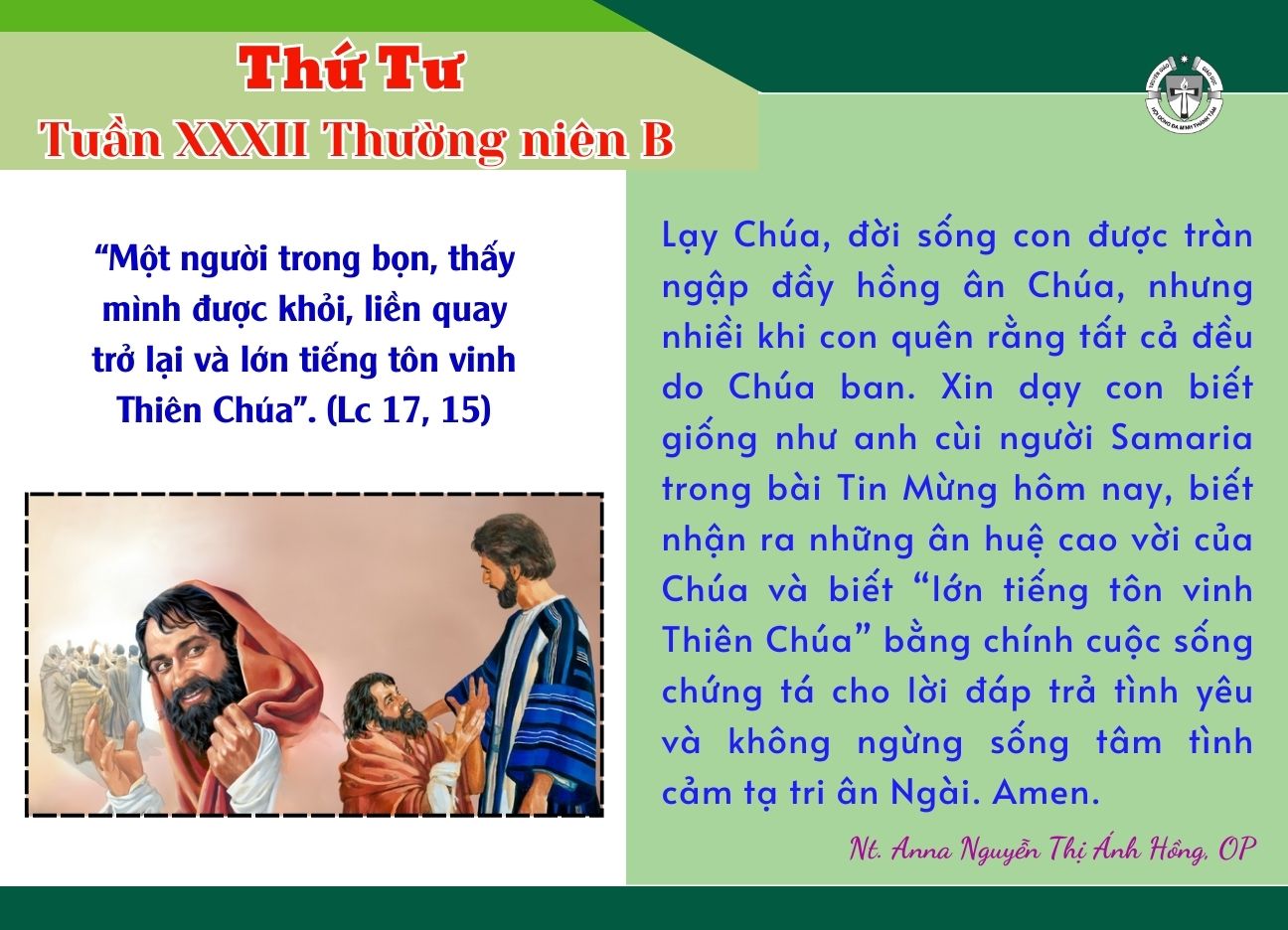 Thứ Tư Tuần XXXII Thường Niên Năm B