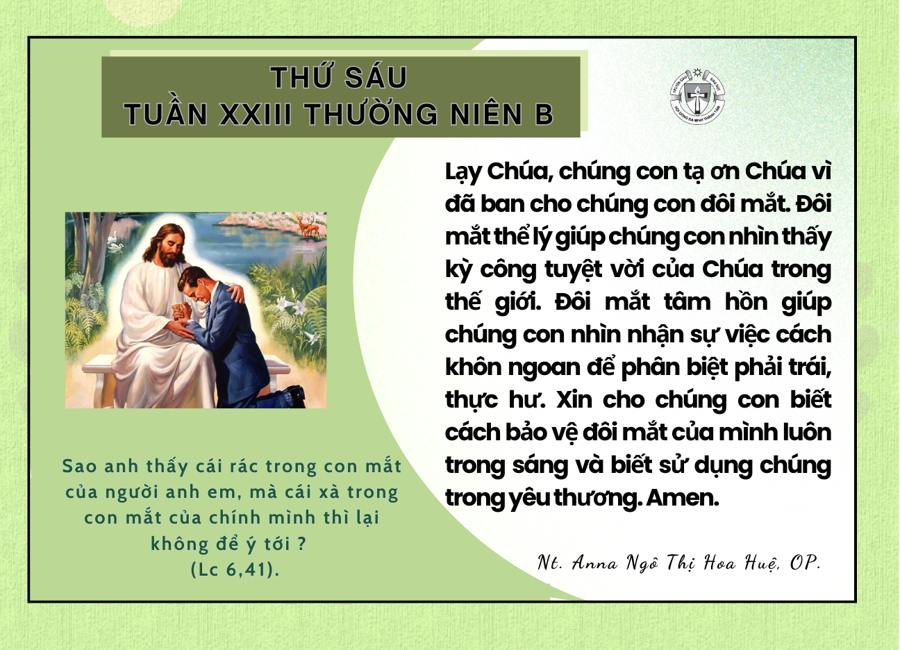 Thứ Sáu Tuần XXIII Thường Niên B