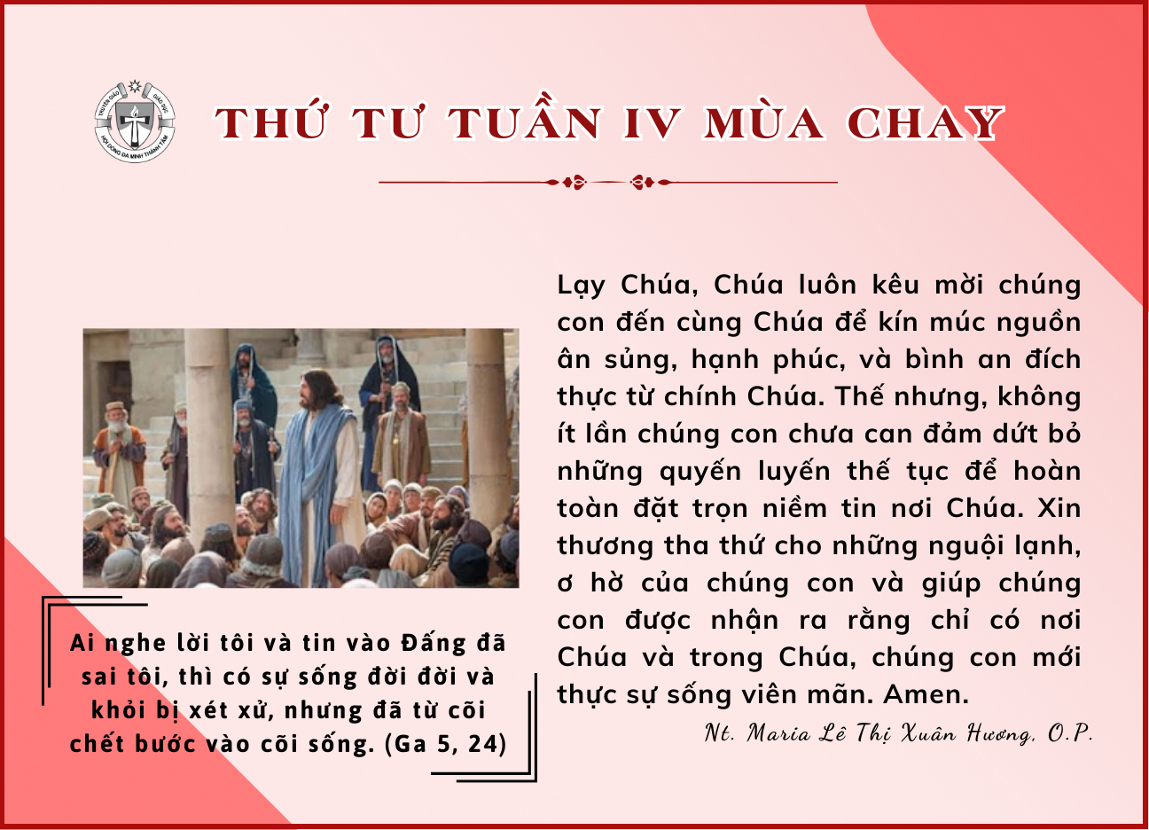 Thứ Tư Tuần IV Mùa Chay