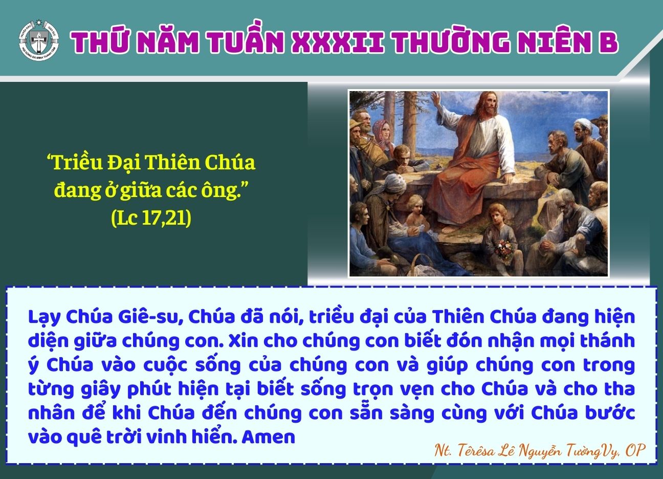 Thứ Năm Tuần XXXII Thường Niên Năm B