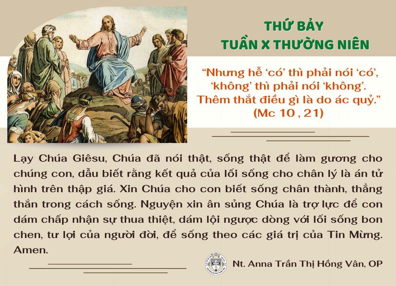 Thứ Bảy tuần X Thường niên