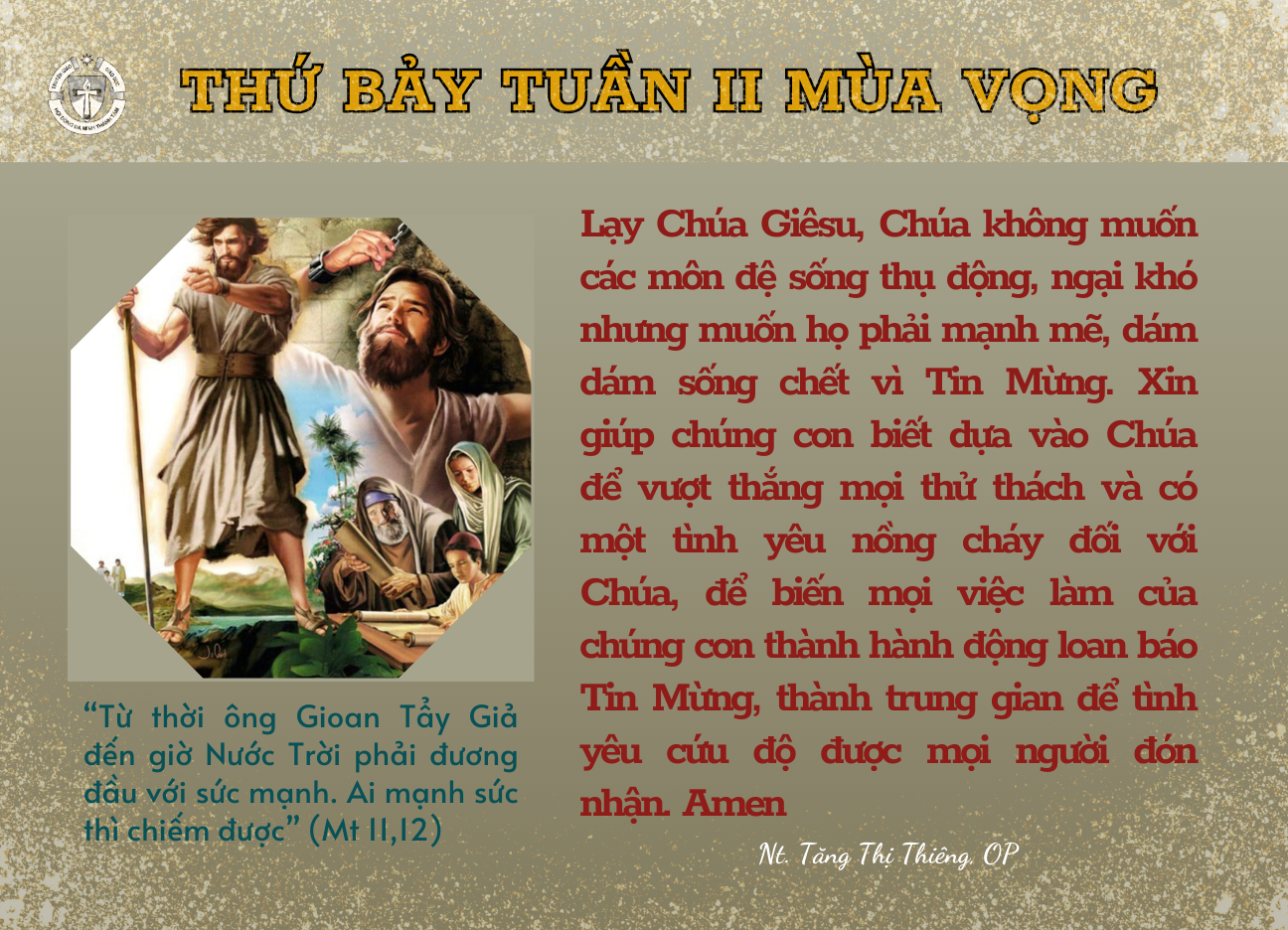 Thứ Bảy Tuần II Mùa Vọng