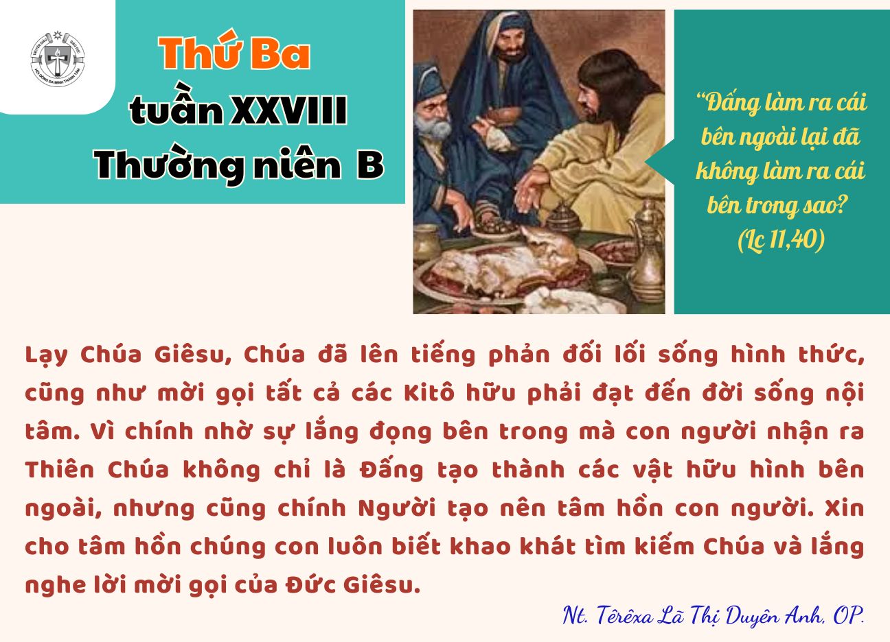 Thứ Ba tuần XXVIII Thường niên B