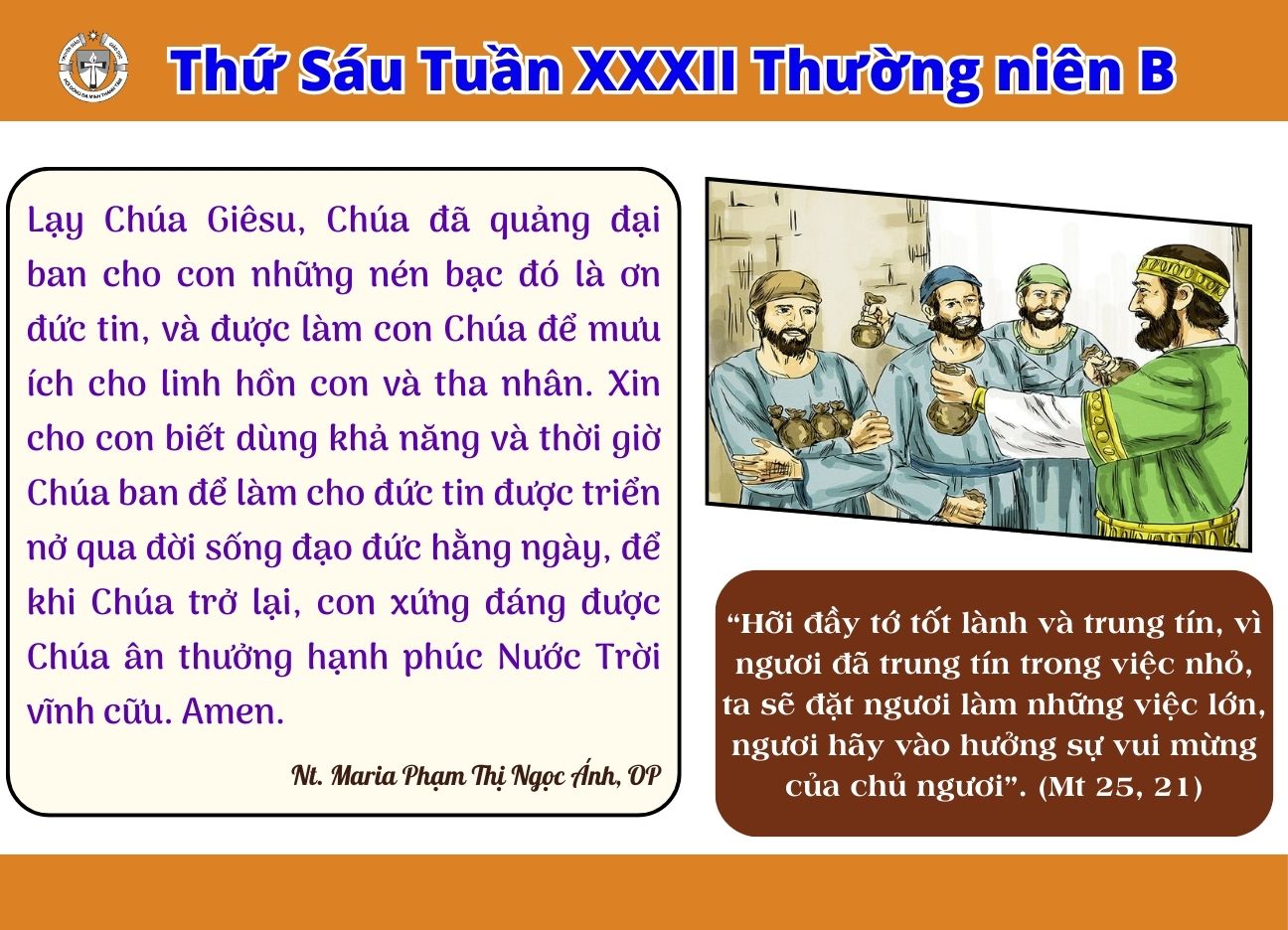 Thứ Sáu Tuần XXXII Thường Niên Năm B