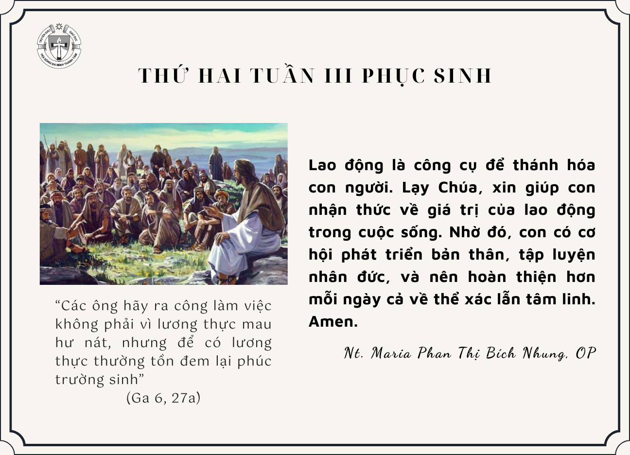 Thứ Hai tuần III Phục Sinh