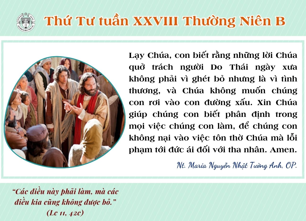 Thứ Tư tuần XXVIII Thường Niên B