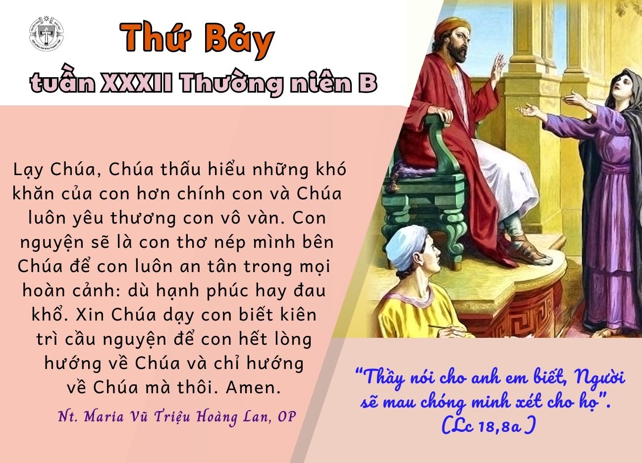 Thứ Bảy Tuần XXXII Thường Niên Năm B