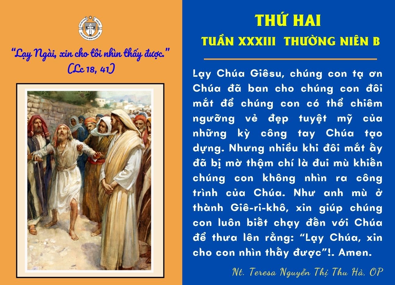 Thứ Hai Tuần XXXIII Thường Niên Năm B