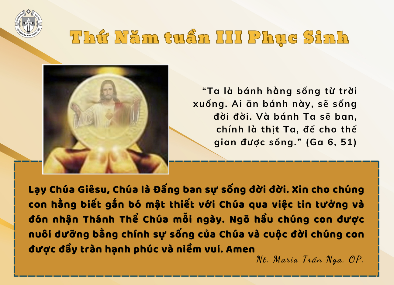 Thứ Năm tuần III Phục Sinh