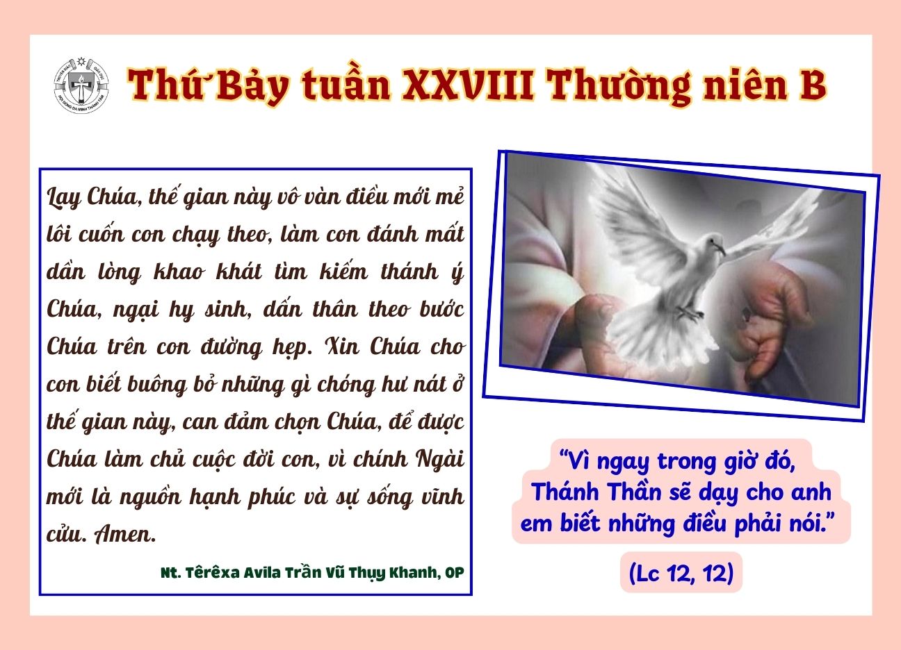 Thứ Bảy tuần XXVIII Thường niên B