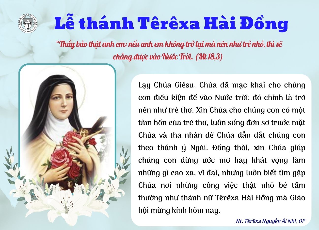 Lễ Thánh Têrêsa Hài Đồng