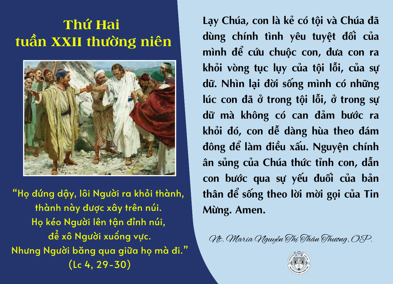 Thứ Hai tuần XXII thường niên
