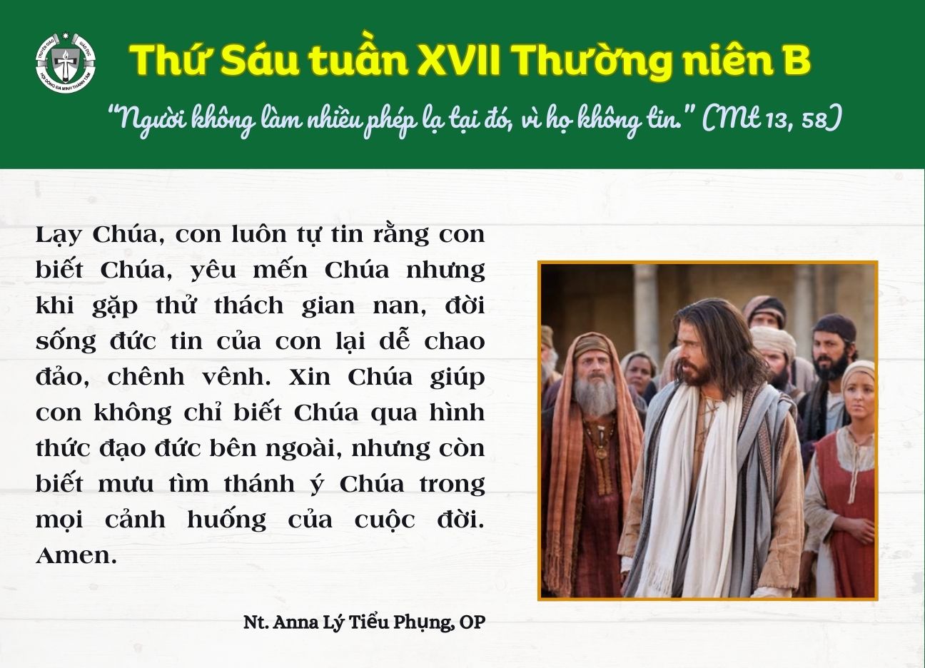 Thứ Sáu tuần XVII Thường nIên B