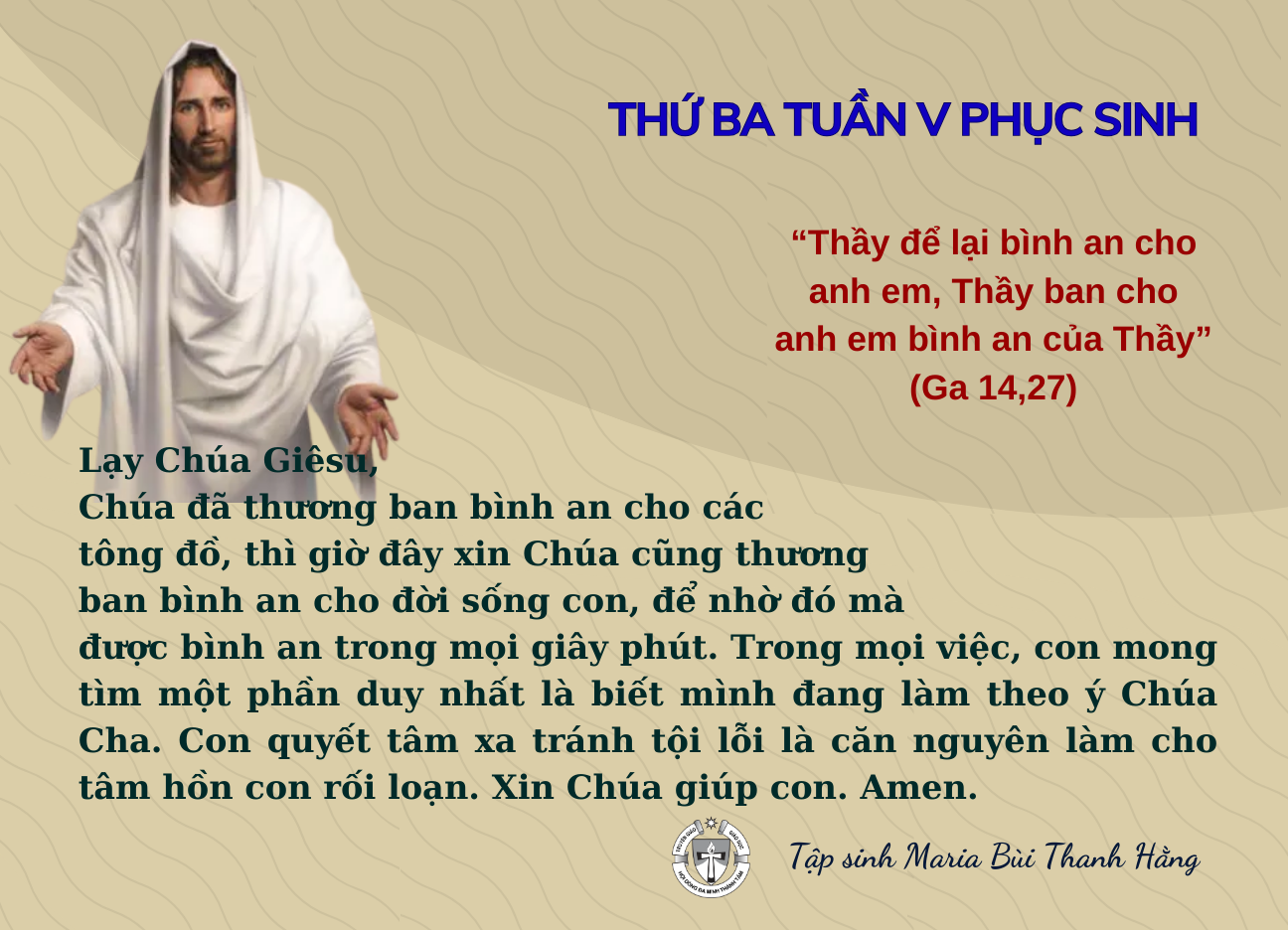 Thứ Ba tuần V Phục Sinh