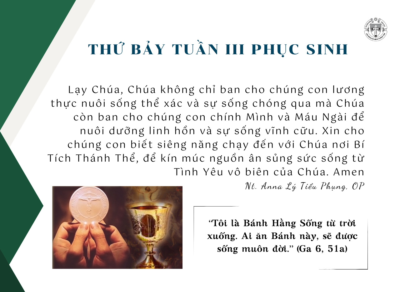 Thứ Bảy tuần III Phục Sinh