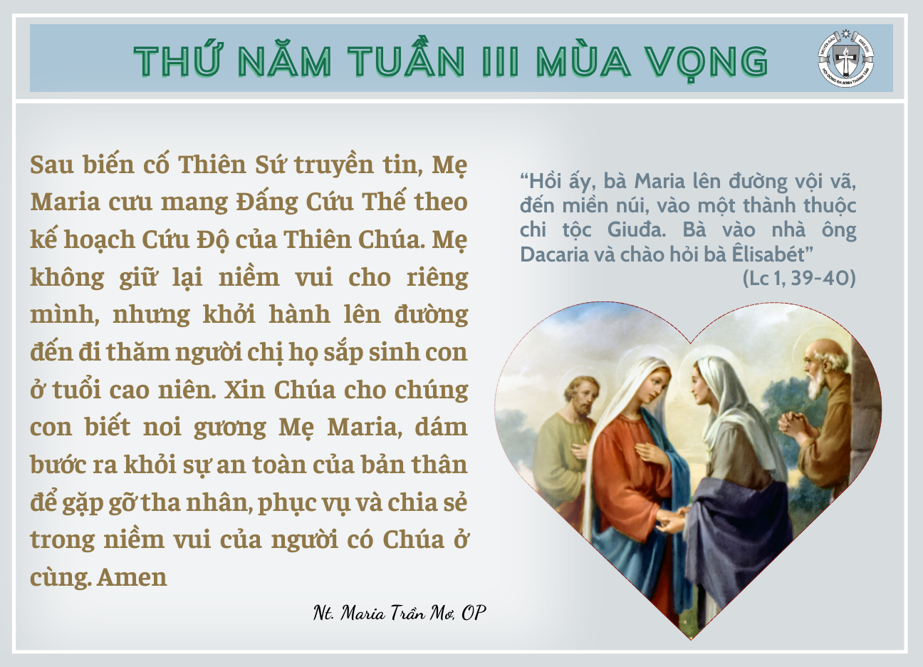 Thứ Năm tuần III Mùa Vọng năm B/2023