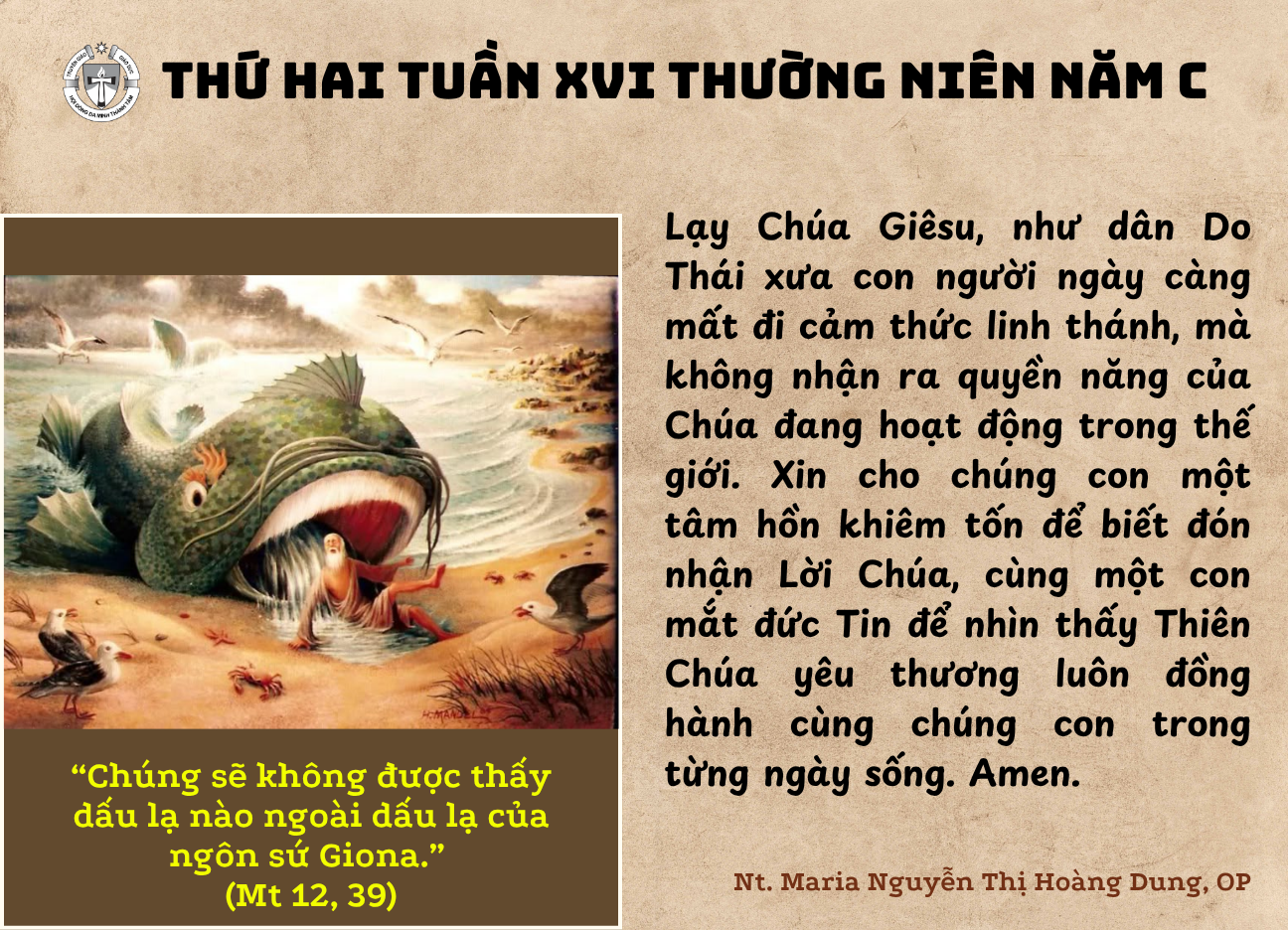 Thứ Hai Tuần XVI Thường Niên Năm C