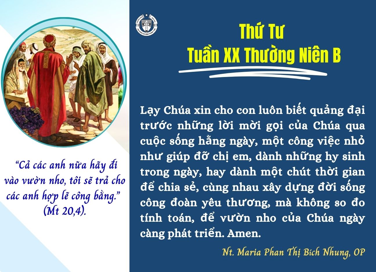 Thứ Tư tuần XX Thường niên B