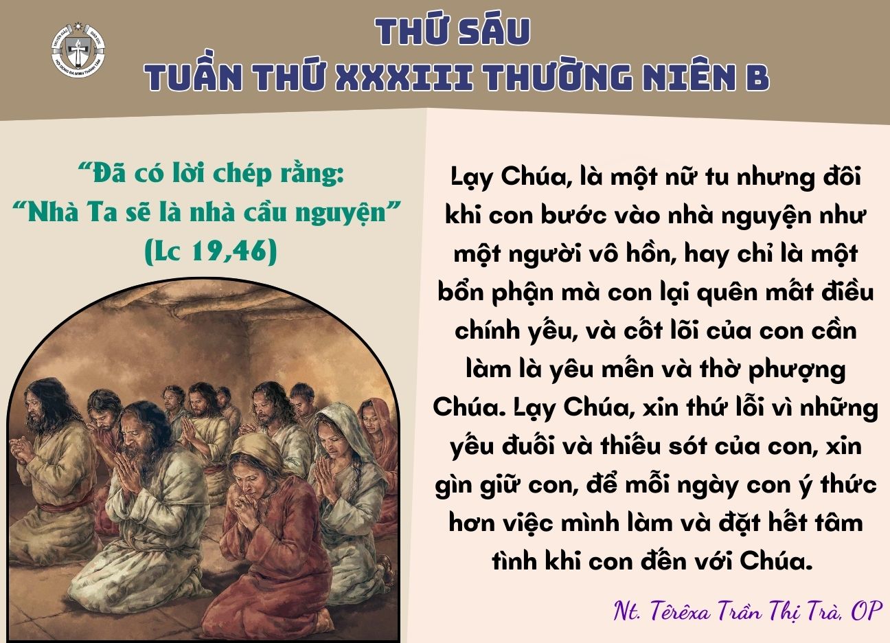 Thứ Sáu Tuần XXXIII Thường Niên Năm B