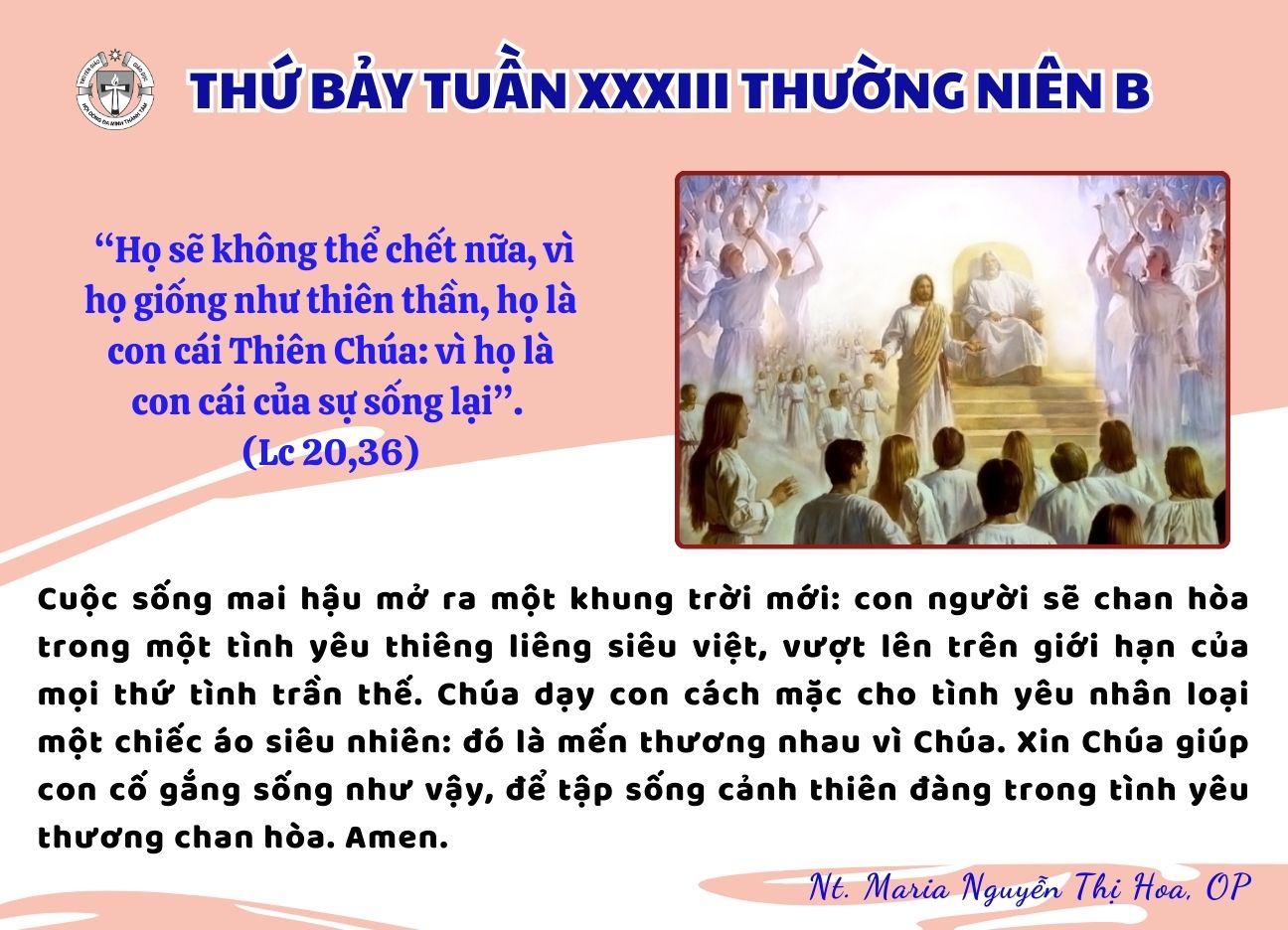 Thứ Bảy Tuần XXXIII Thường Niên Năm B