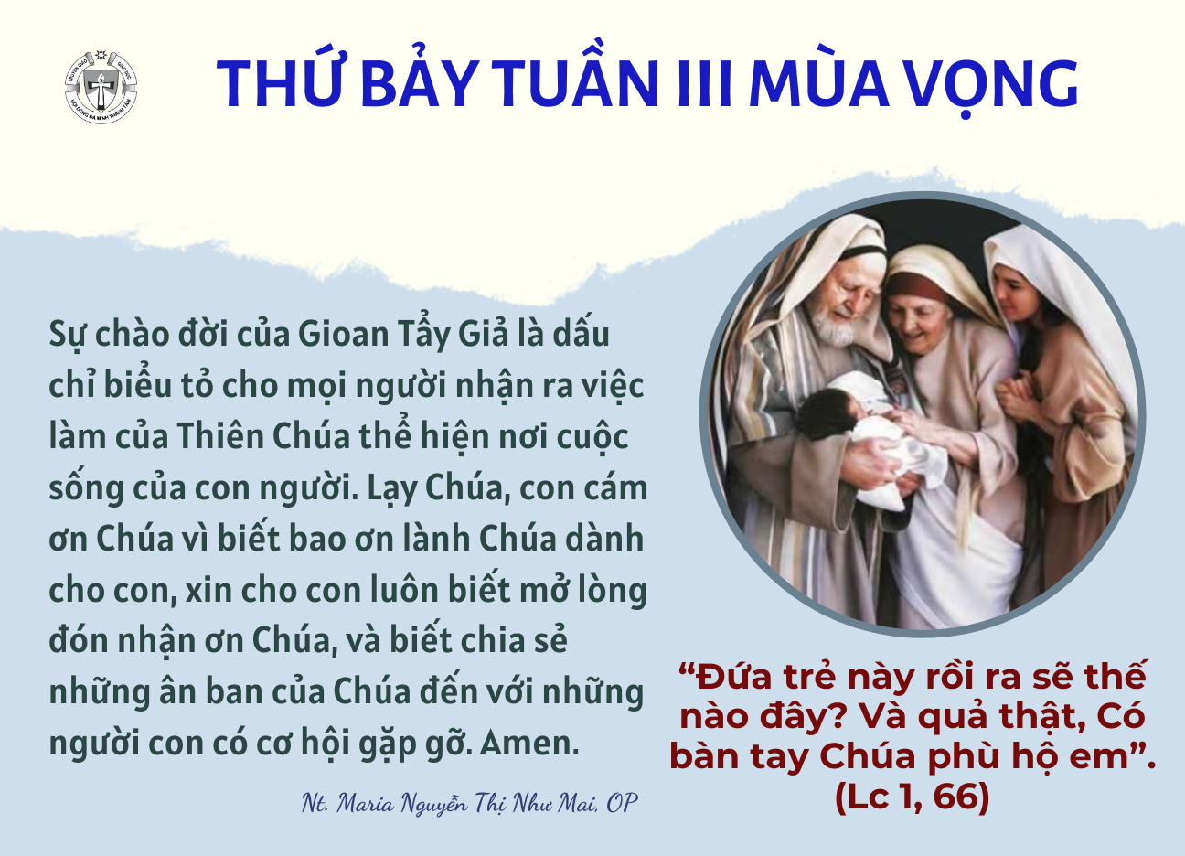 Thứ Bảy tuần III Mùa Vọng năm B/2023