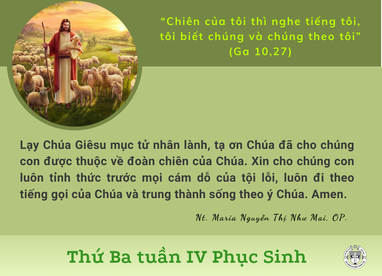 Thứ Ba tuần IV Phục Sinh