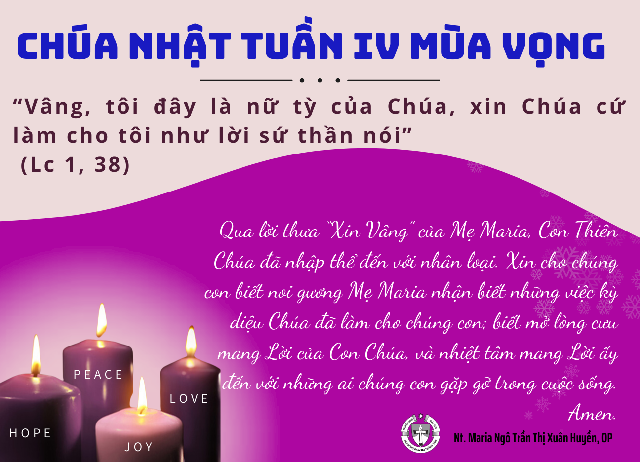 Chúa Nhật tuần IV Mùa Vọng năm B/2023