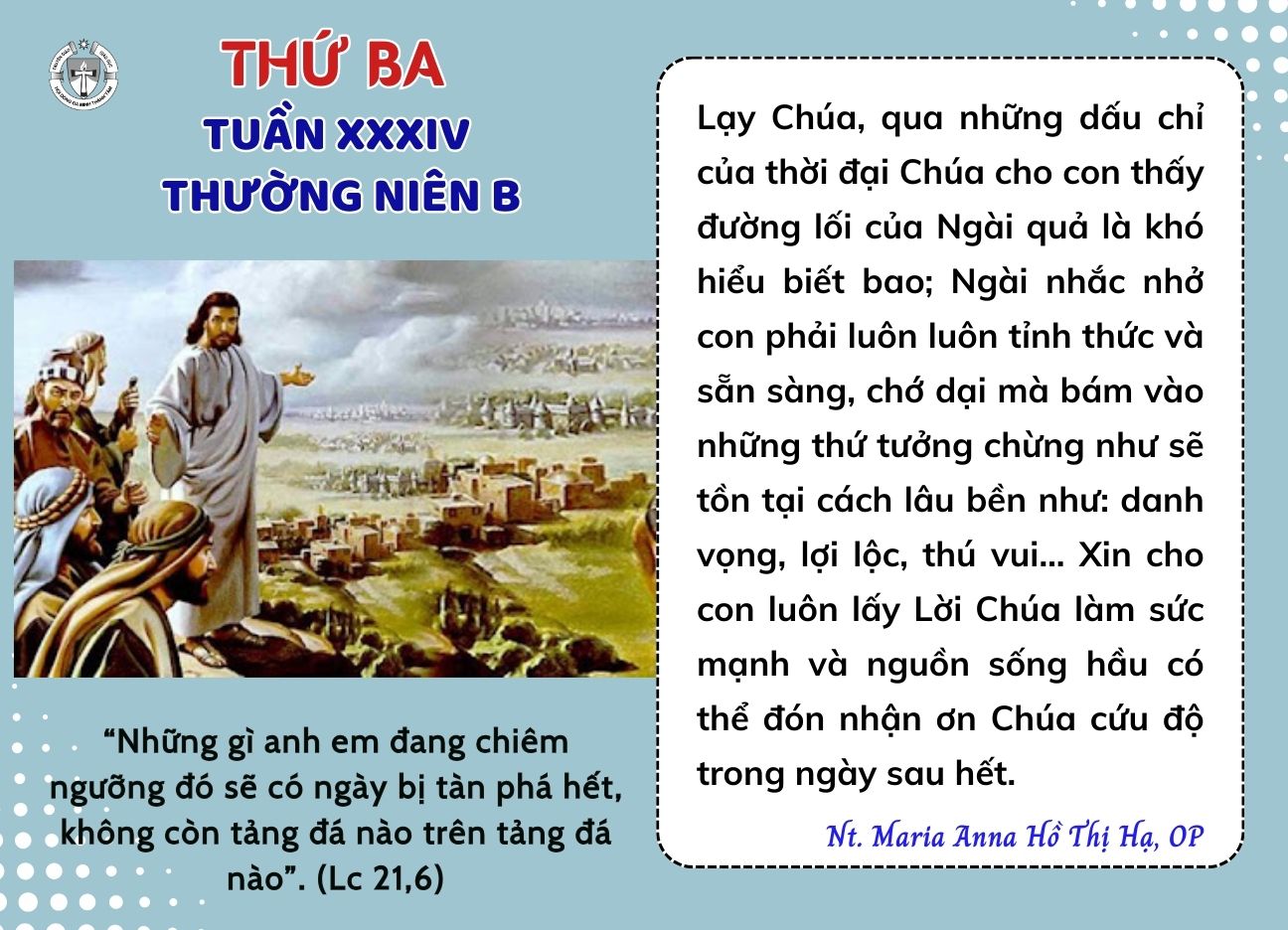 Thứ Ba Tuần XXXIV Thường Niên Năm B