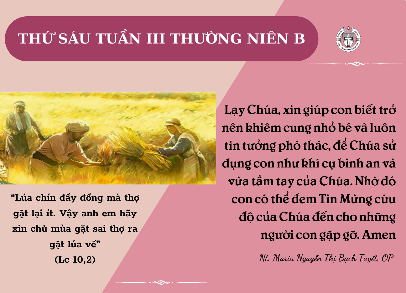 Thứ Sáu tuần III Thường niên B