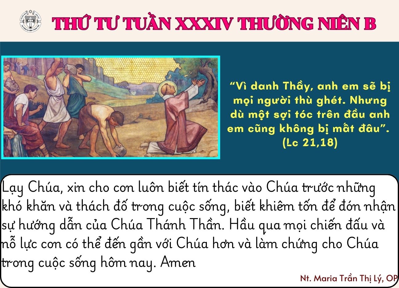 Thứ Tư Tuần XXXIV Thường Niên Năm B