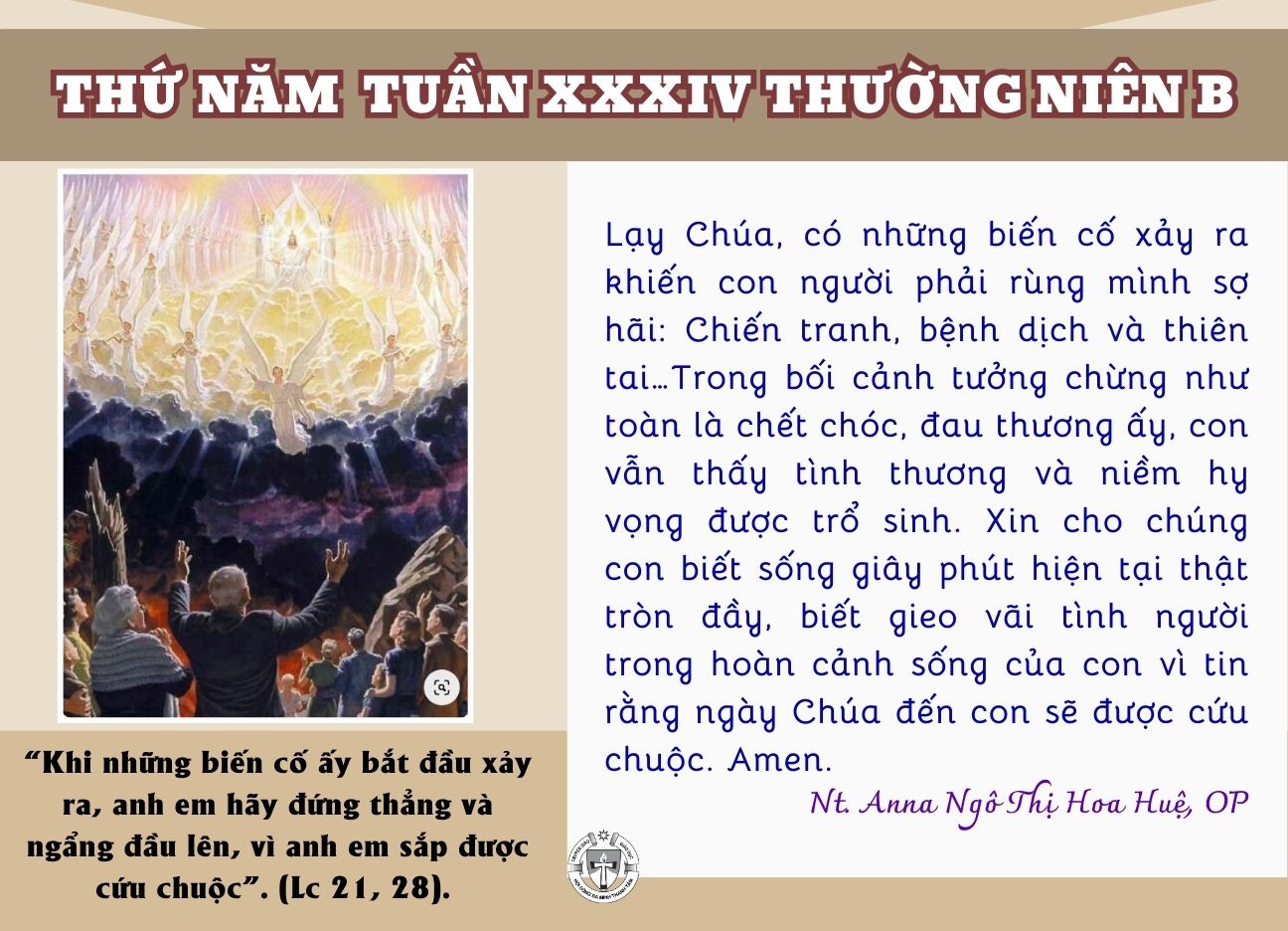 Thứ Năm Tuần XXXIV Thường Niên Năm B