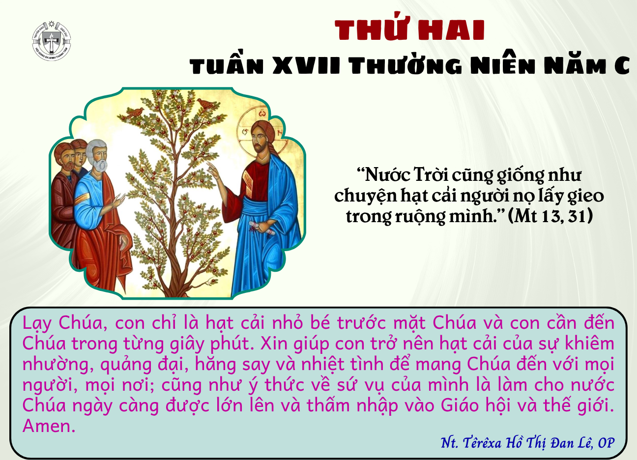 Thứ hai Tuần XVII Thường Niên Năm C