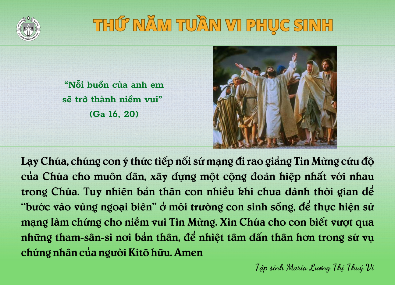 Thứ Năm tuần VI Phục Sinh