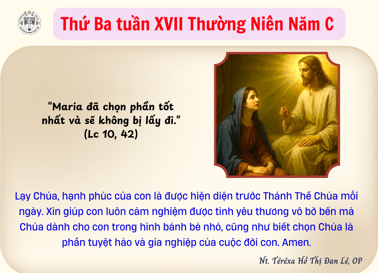 Thứ Ba Tuần XVII Thường Niên C