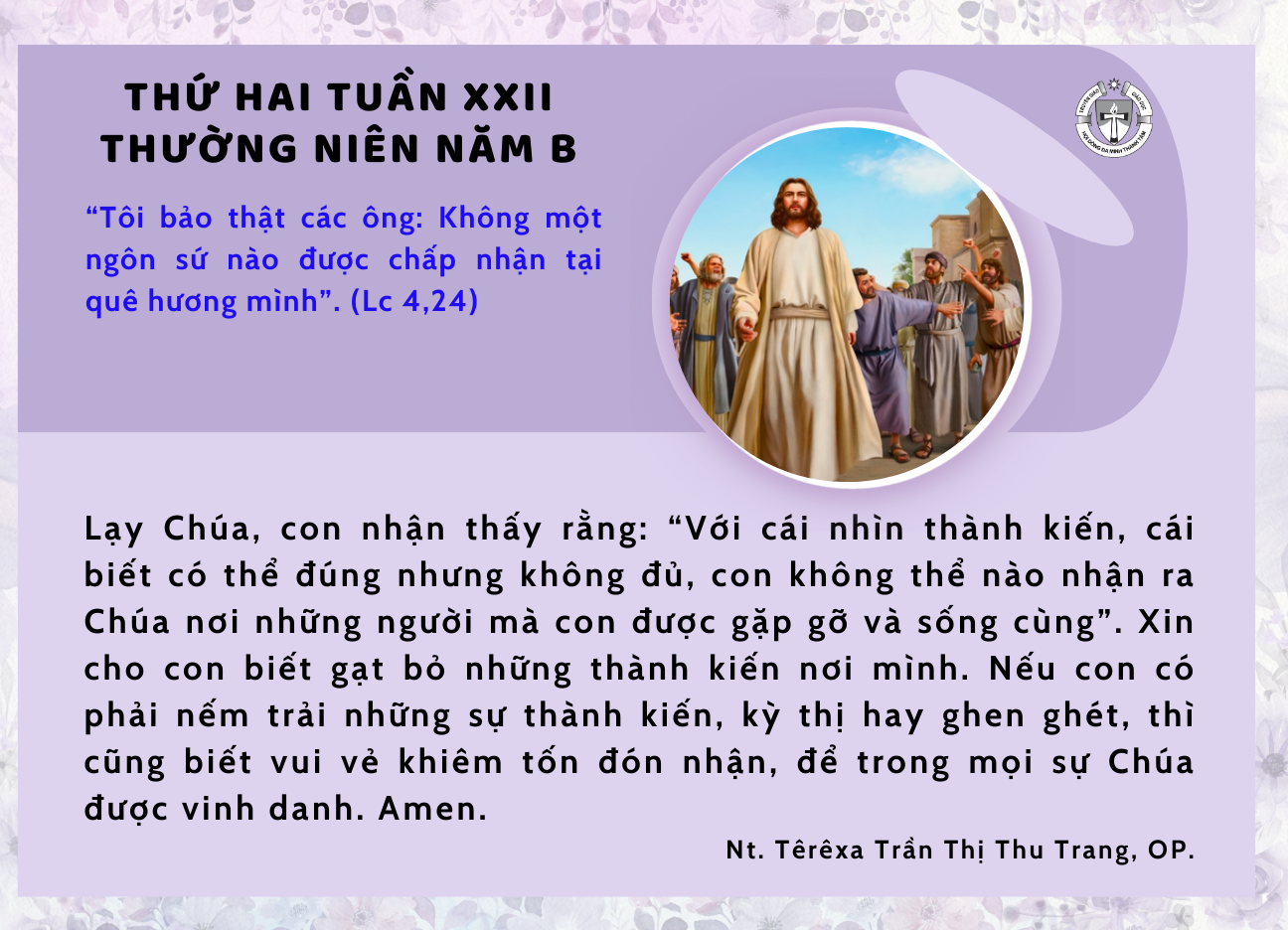 Thứ Hai tuần XXII Thường niên năm B