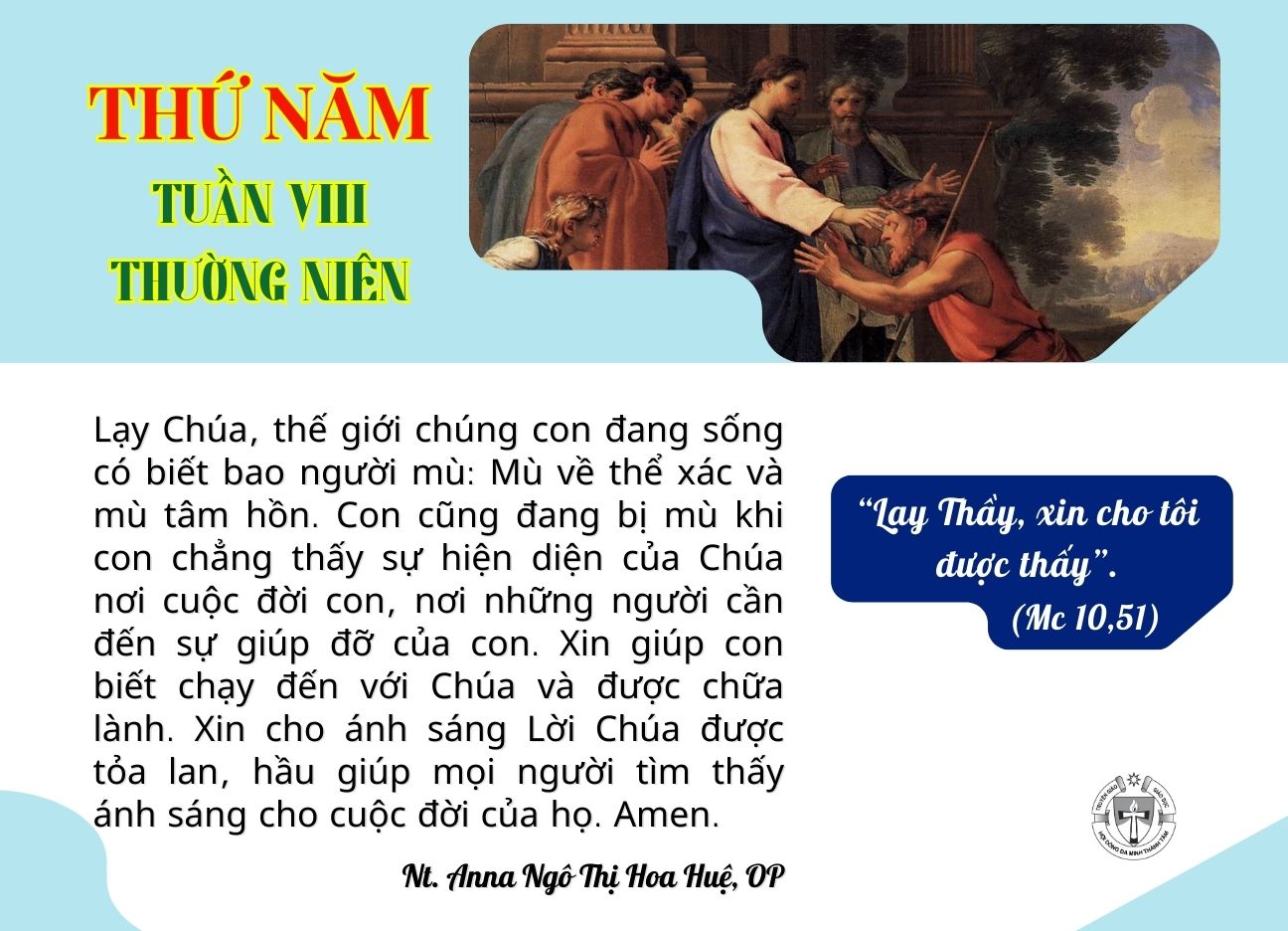 Thứ Năm tuần VIII Thường Niên B