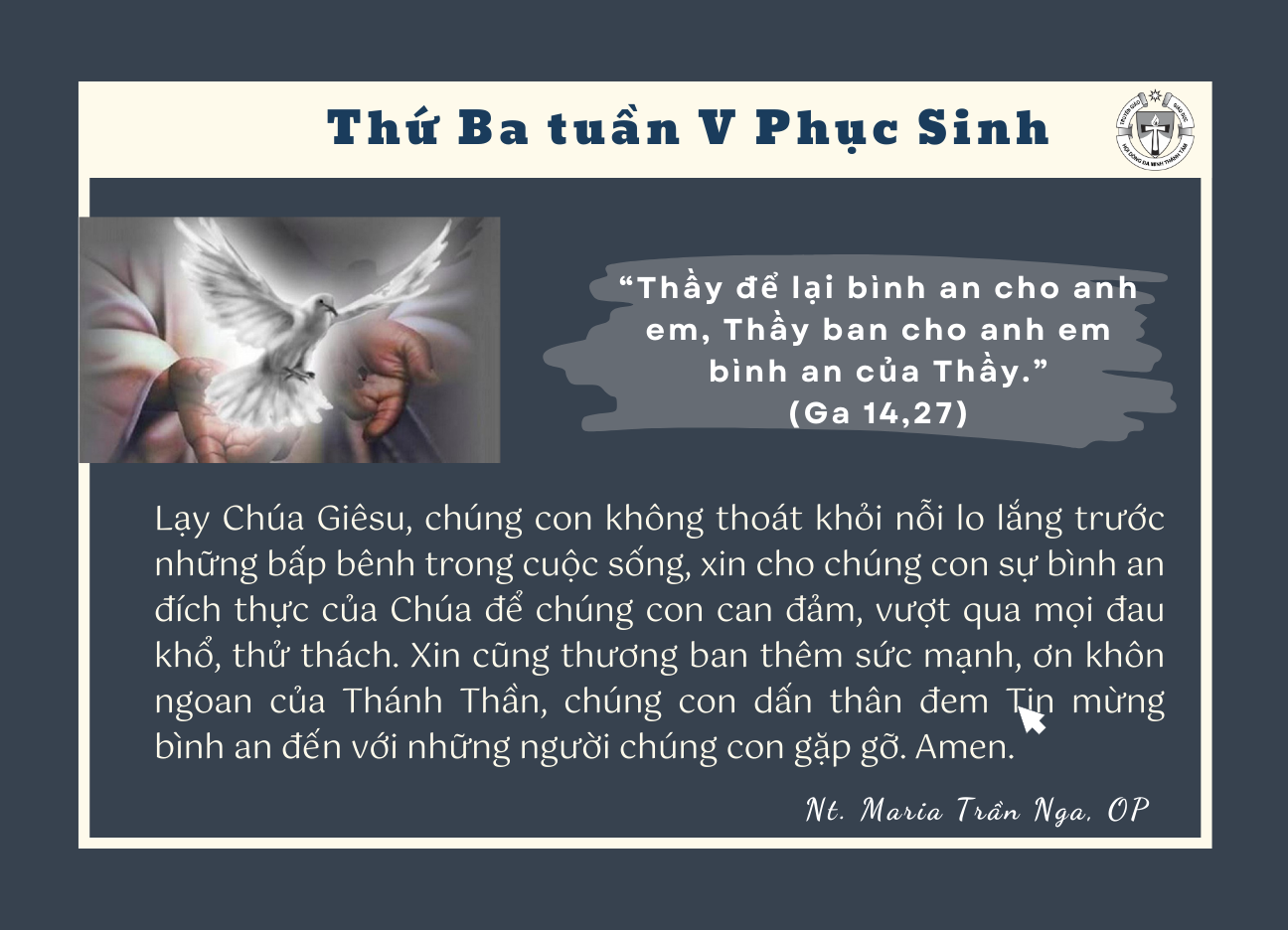 Thứ Ba tuần V Phục Sinh