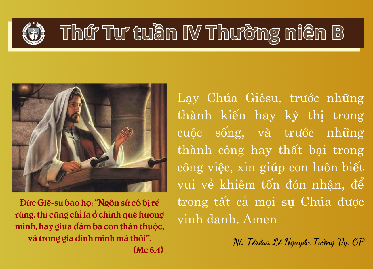 Thứ Tư tuần IV Thường niên B