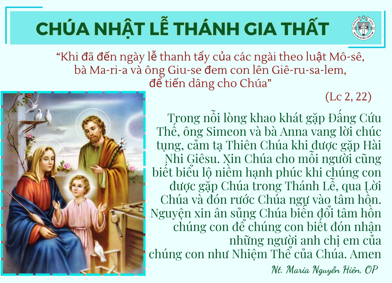 Chúa Nhật - Lễ Thánh Gia Thất