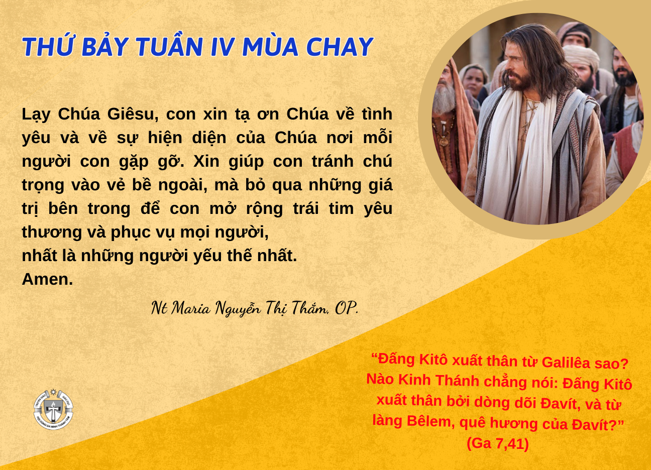 Thứ Bảy tuần IV Mùa Chay
