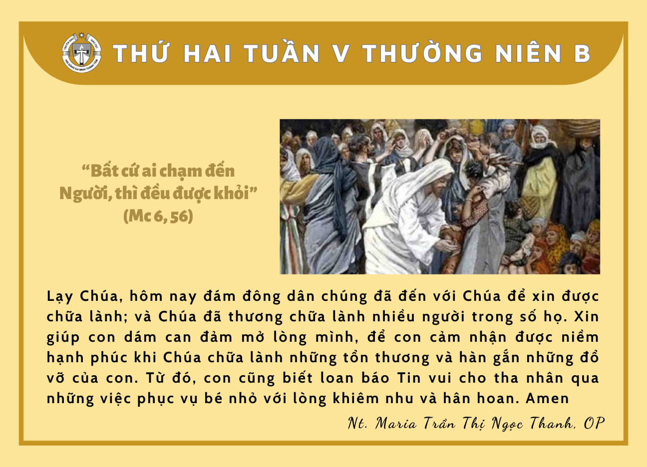 Thứ Hai tuần V Thường niên B