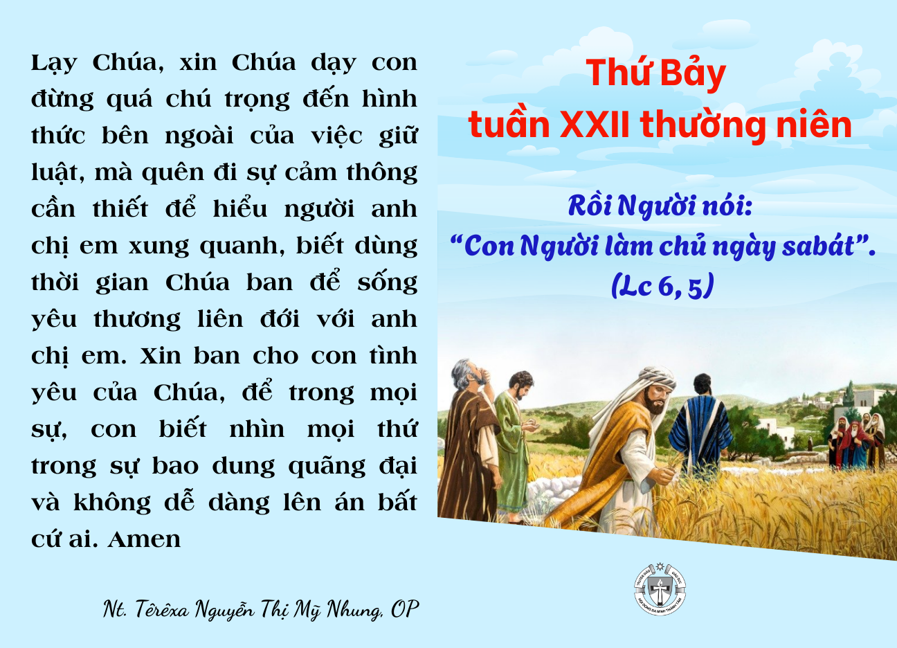 Thứ Bảy tuần XXII thường niên