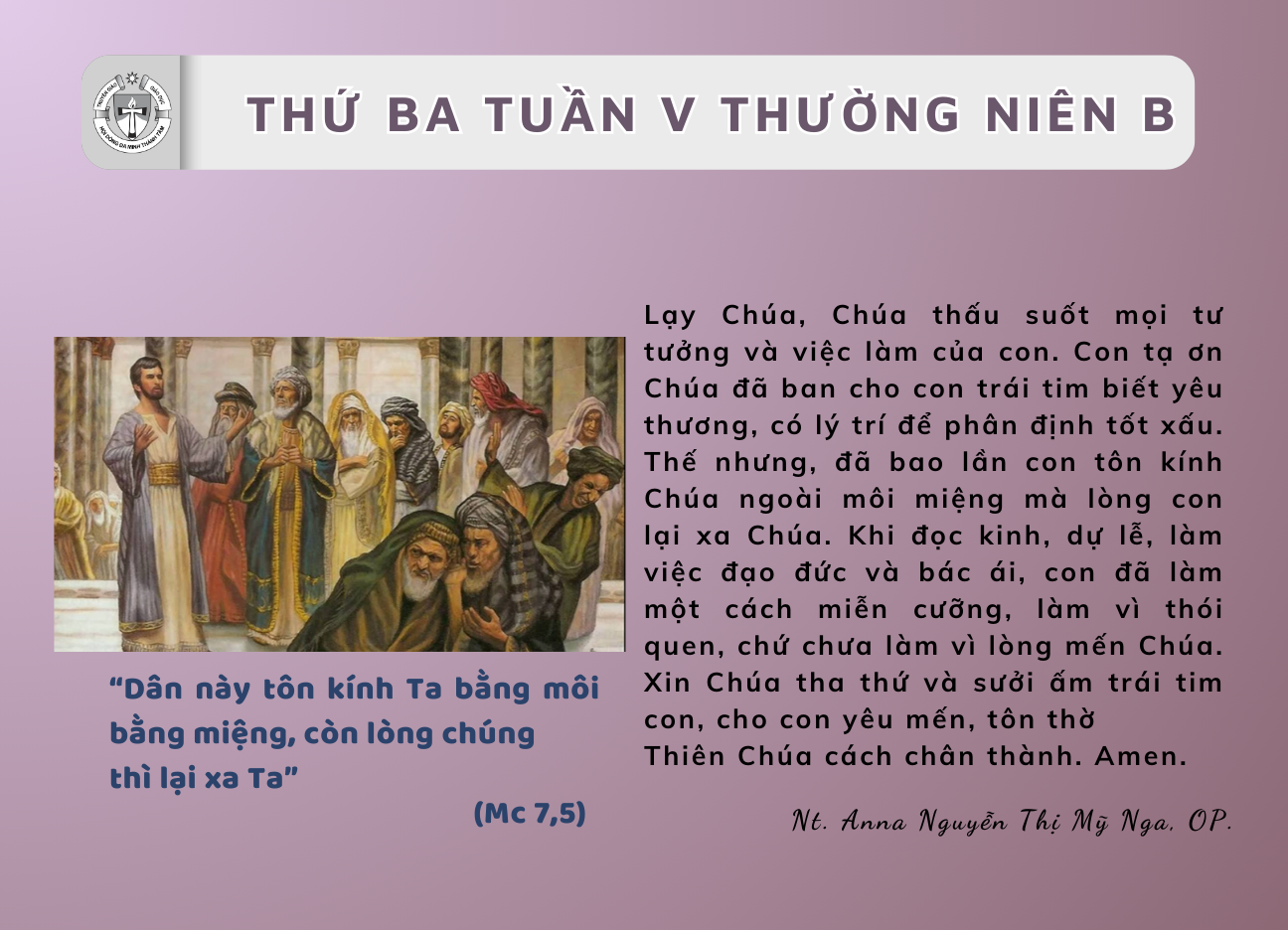 Thứ Ba tuần V Thường niên B