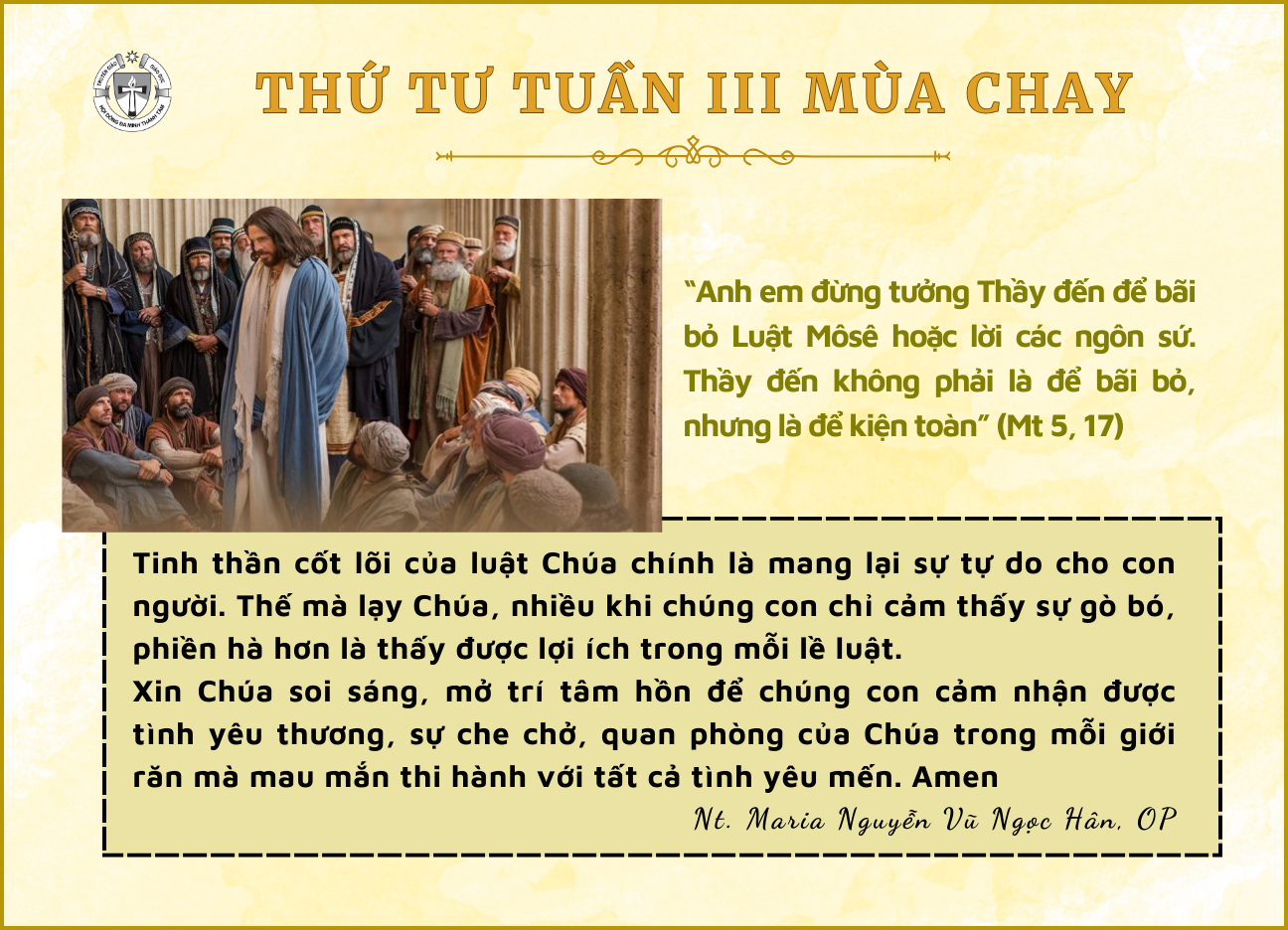 Thứ Tư Tuần III Mùa Chay